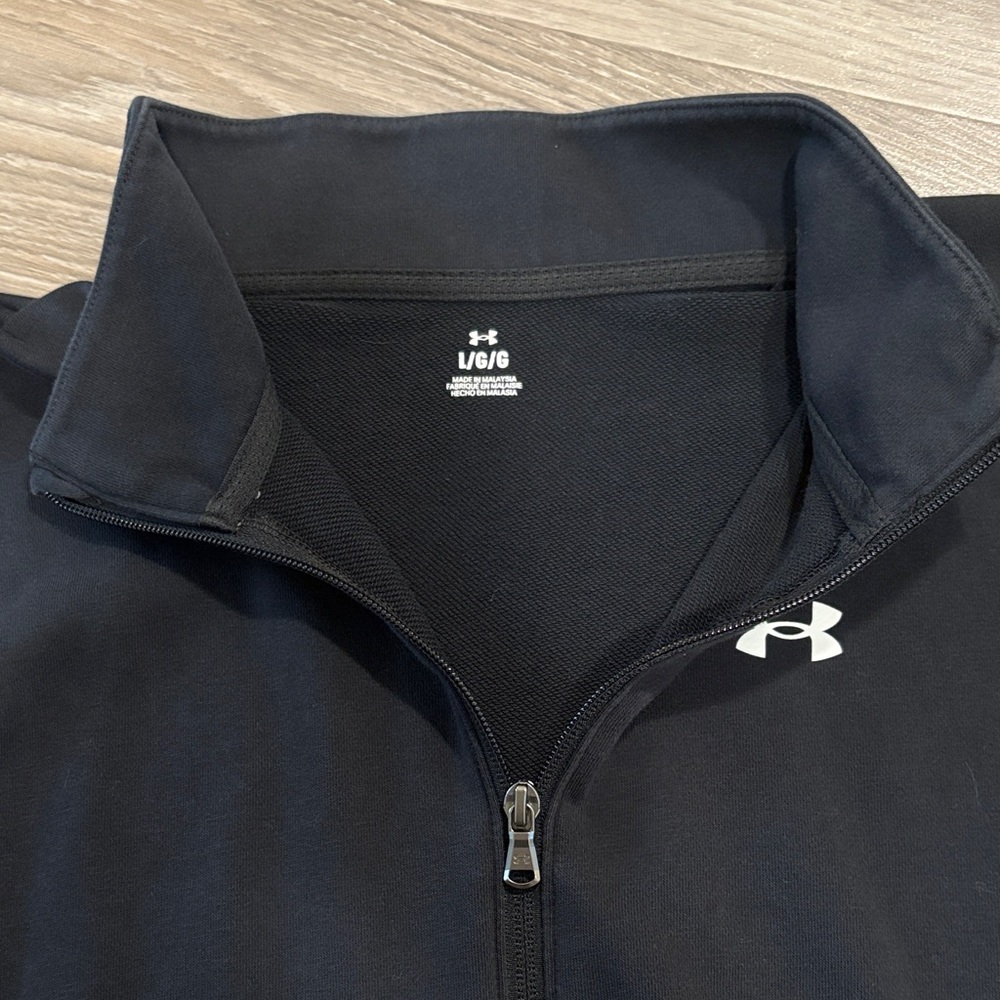 Under Armour Black Cropped Zip Pullover Large - Picture 2 of 3